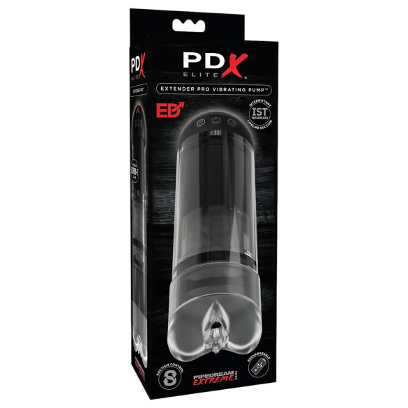 PDX Elite Extender Pro - акумулаторен вибриращ мастурбатор (черен)
