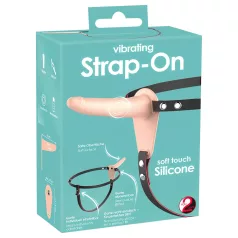   You2Toys - страп-он вибратор с презареждаща батерия - естествен цвят
