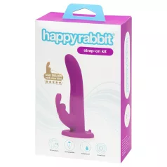   Happyrabbit - страп-он вибратор за двойки с уши - лилав