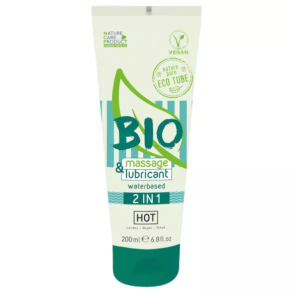 HOT Bio 2в1 - водна основа лубрикант и масажен гел - 200 мл