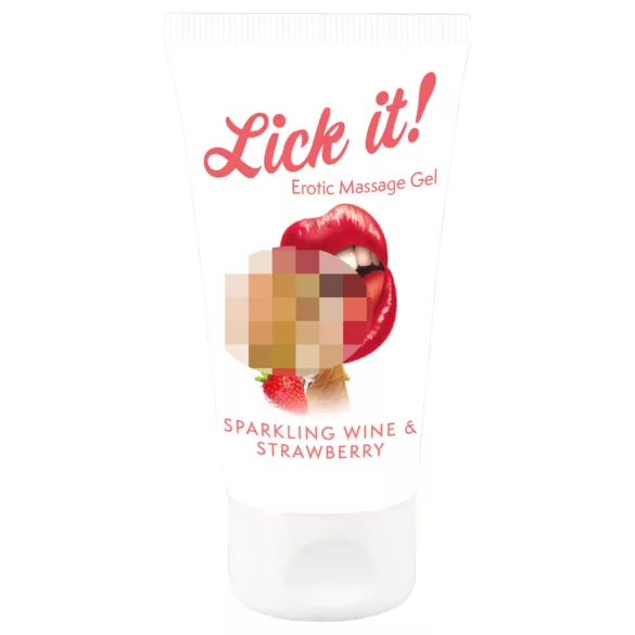 Lick it! - ядлив лубрикант и масажен гел 2в1 - шампанско и ягода - 50 мл