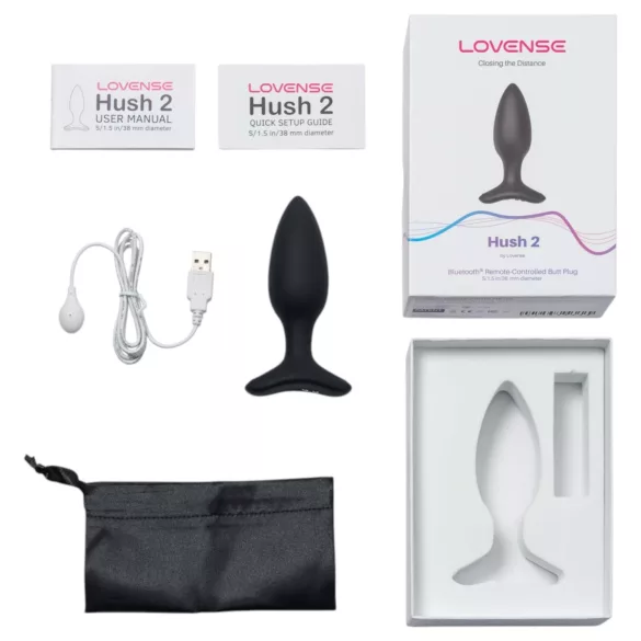 Lovense Hush 2 S - Анален вибратор с управление чрез приложение (38 мм, черен)