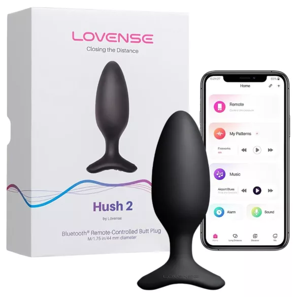 Lovense Hush 2 M - Анален вибратор с управление чрез приложение (45 мм, черен)