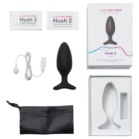 Lovense Hush 2 M - Анален вибратор с управление чрез приложение (45 мм, черен)
