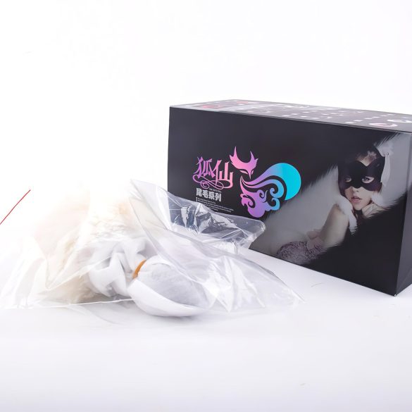 Sunfo - анален плъг с пухкава заешка опашка (черно-бяло)