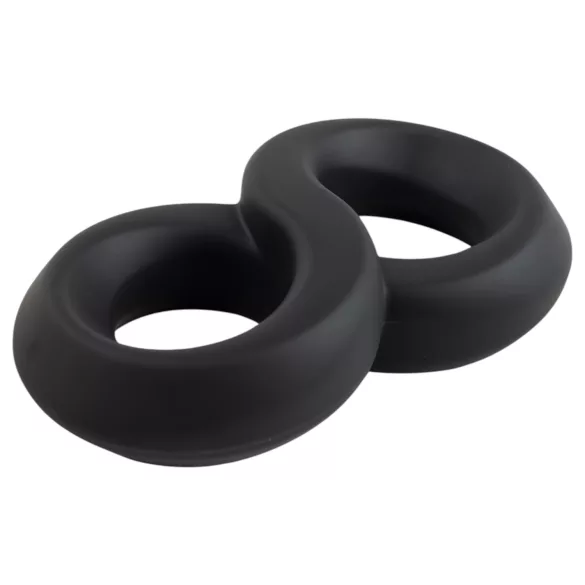Pulselock Taur - двоен пенис и тестикуларен пръстен (черен) - 20 мм