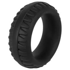   Pulselock Forge - силиконов пенис пръстен с шарка на обръч (черен) - 35 мм