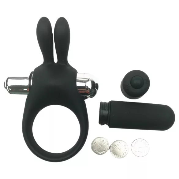 Pulselock Vantr - вибриращ пенис пръстен с ушички (черен) - 30 мм