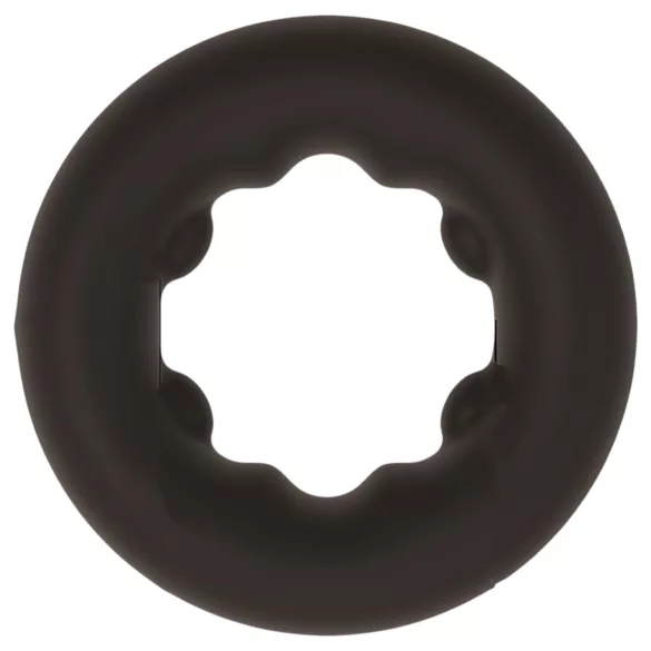Pulselock Cocktura - силиконов пенисен пръстен на точки (черен) - 27 mm