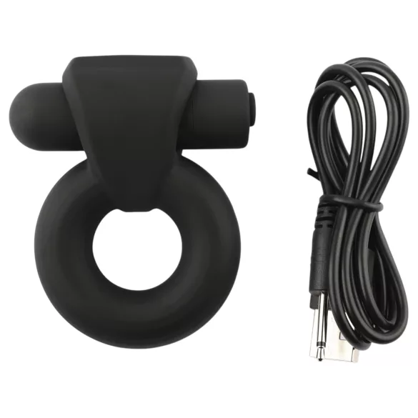 Pulselock Vantr - вибриращ пенис и тестикуларен пръстен с акумулаторна батерия (черен) - 25 мм