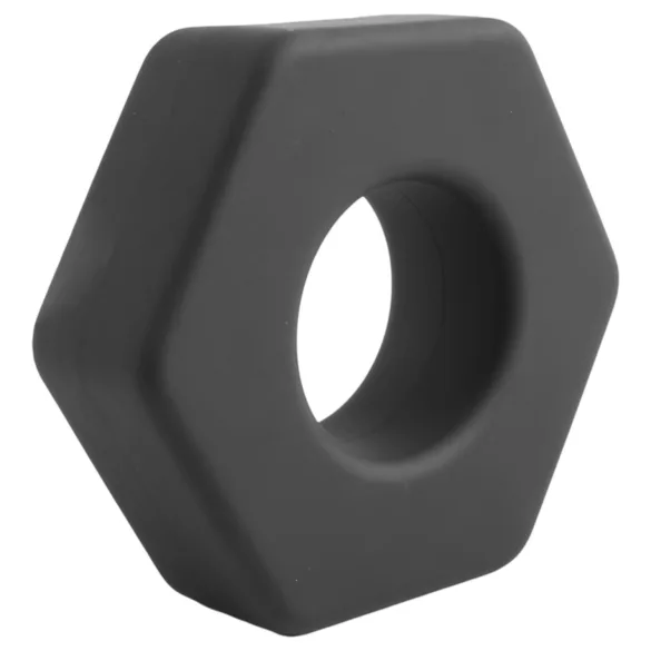 Pulselock Forge - силиконов пенис пръстен във форма на гайка (черен) - 22 мм