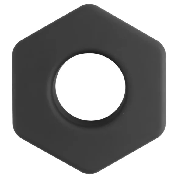Pulselock Forge - силиконов пенис пръстен във форма на гайка (черен) - 22 мм