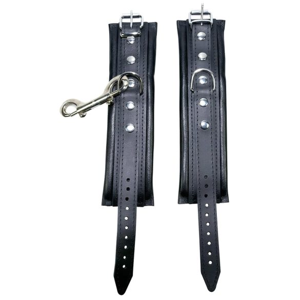 ZADO - кожени белезници за китки с карабинер - черни