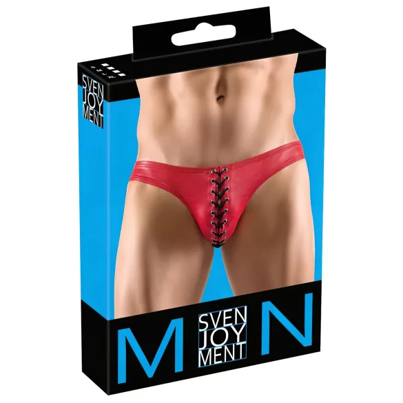 Svenjoyment - мъжки боксерки с връзки - черен/червен