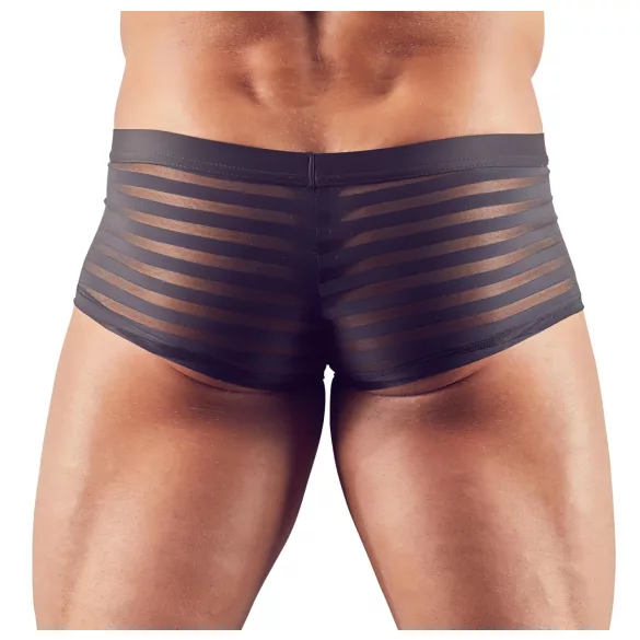 Boxer - мъжки боксерки - прозрачни с райета - черни - XXL