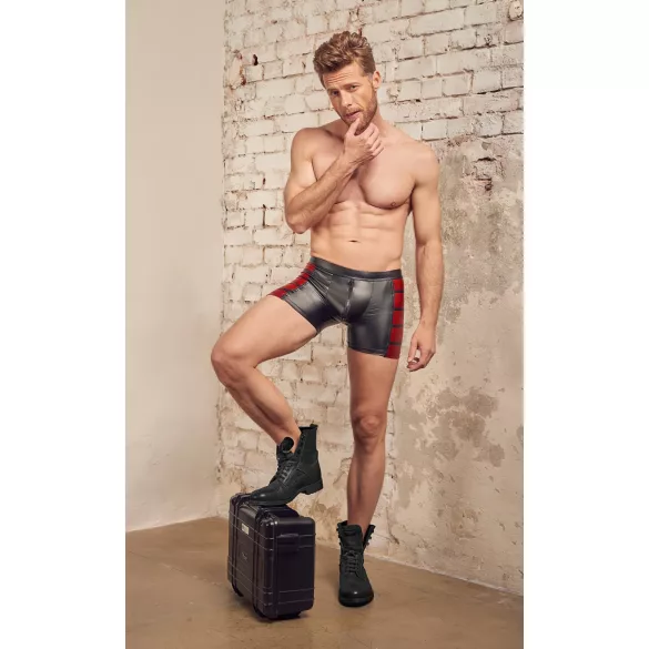 NEK - мъжки боксерки с цип и червени странични вложки - черни - M
