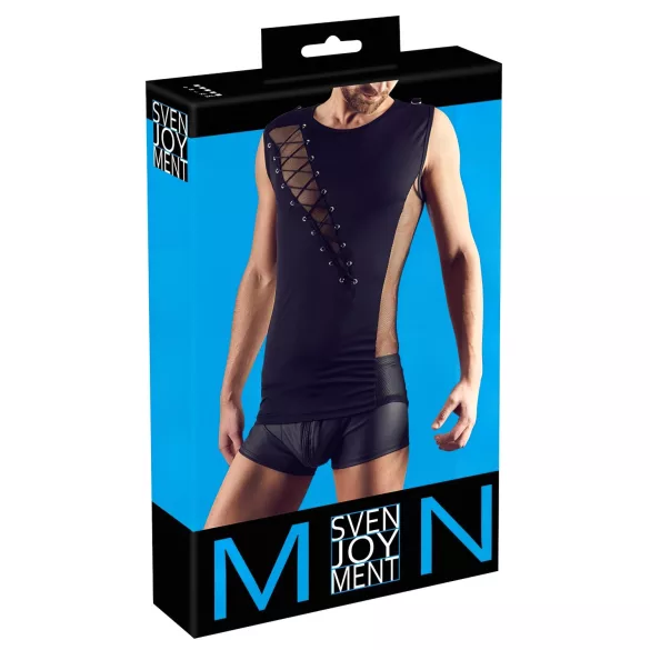 Svenjoyment - мъжки корсет с връзки - черен - M