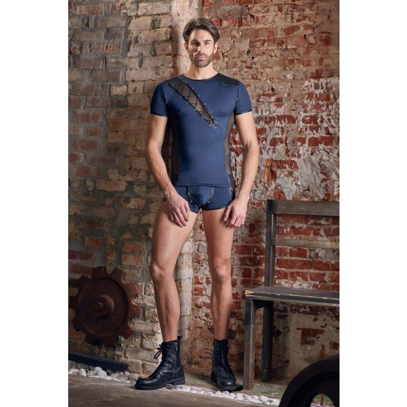 NEK - мъжка блуза - мрежеста с връзки - черна и синя - M