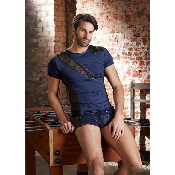 NEK - мъжка блуза - мрежеста с връзки - черна и синя - M