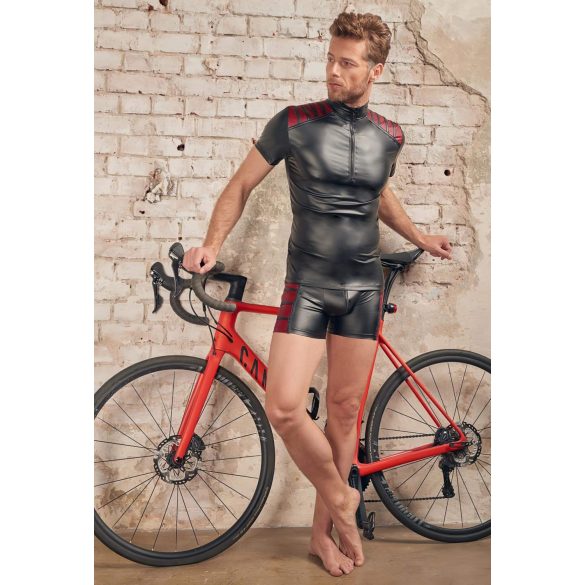 NEK - мъжка горна дреха с червени вложки и цип - черен - L