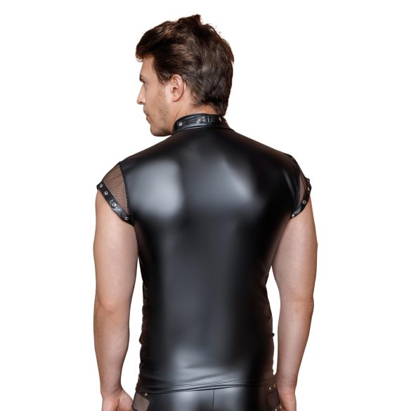 NEK - секси мъжка мрежеста риза с капси (черна) - M