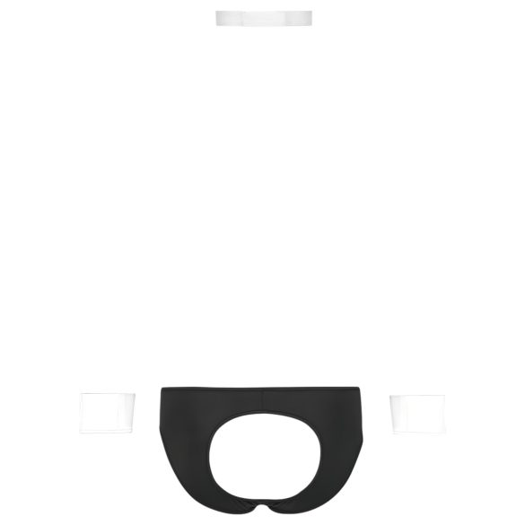 Svenjoyment - мъжки танга костюм сервитьор - черно-бял комплект - M