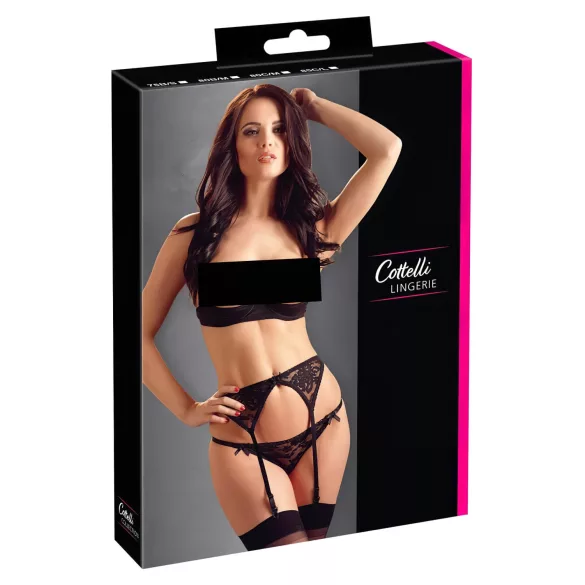 Cottelli - еротичен комплект от три части - черен - 85C/L