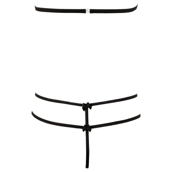 Cottelli - дантелен комплект с отворена чашка - черен - L