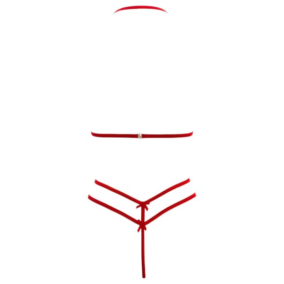 Cottelli - секси отворен дантелен сутиен комплект - червен