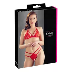   Cottelli - секси отворен дантелен сутиен комплект - червен - L