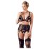 Cottelli Plus Size - Черно дантелено трио бельо - XXL