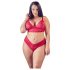 Cottelli Plus Size - меко дантелено бюстие комплект (червен) - 2XL