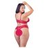 Cottelli Plus Size - меко дантелено бюстие комплект (червен) - 2XL