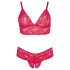 Cottelli Plus Size - меко дантелено бюстие комплект (червен) - 3XL