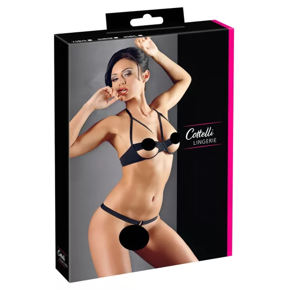 Cottelli - комплект сутиен с метални халки - черен - 80B/M