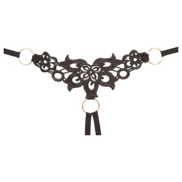 Cottelli - дамски комплект с бродирани чашки - черен, с бляскав ефект