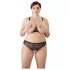Cottelli Plus Size - секси сутиен комплект с перли - черен