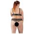 Cottelli Plus Size - комплект сутиен с перли (черен) - 3XL