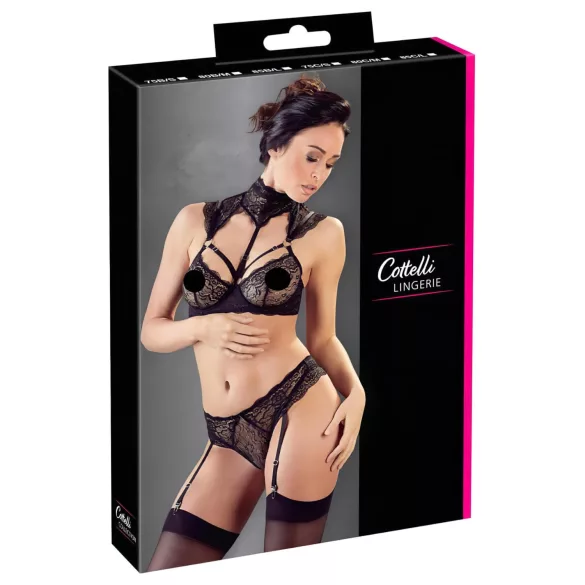 Cottelli - комплект сутиен с яка от дантела (черен) - 85B/L