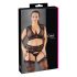 Cottelli Plus Size - страс и дантела комплект бельо (черен) - 3XL