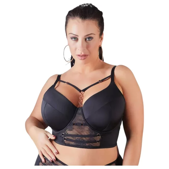 Cottelli Plus Size - дантелен сутиен с презрамки (черен)