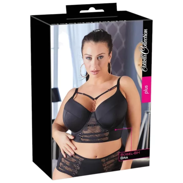 Cottelli Plus Size - дантелен сутиен с презрамки (черен)