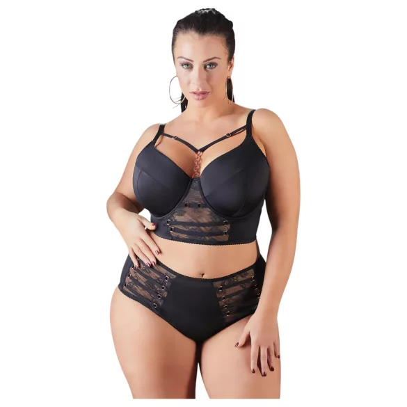 Cottelli Plus Size - дантелен сутиен с презрамки (черен)