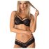 Obsessive 860-SET-1 - розовo дантелено бельо сет (черно)