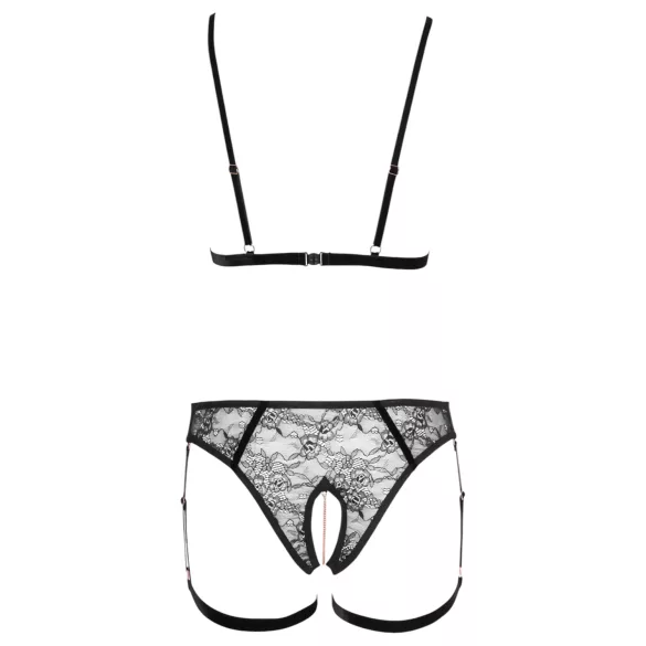 Cottelli - секси стойка с верижки - 2 части - черен - L