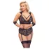 Cottelli Bondage Plus Size - дантелен комплект сутиен (черен) - 3XL