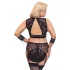 Cottelli Bondage Plus Size - дантелен комплект сутиен (черен) - 3XL