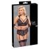 Cottelli Bondage Plus Size - дантелен комплект сутиен (черен) - 4XL