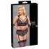 Cottelli Bondage Plus Size - дантелен комплект сутиен (черен) - 4XL