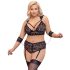 Cottelli Bondage Plus Size - дантелен комплект сутиен (черен) - 4XL
